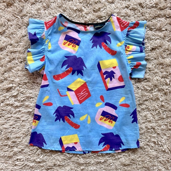 Nooworks Ruffle Snacks Print Top - Picture 3 of 12